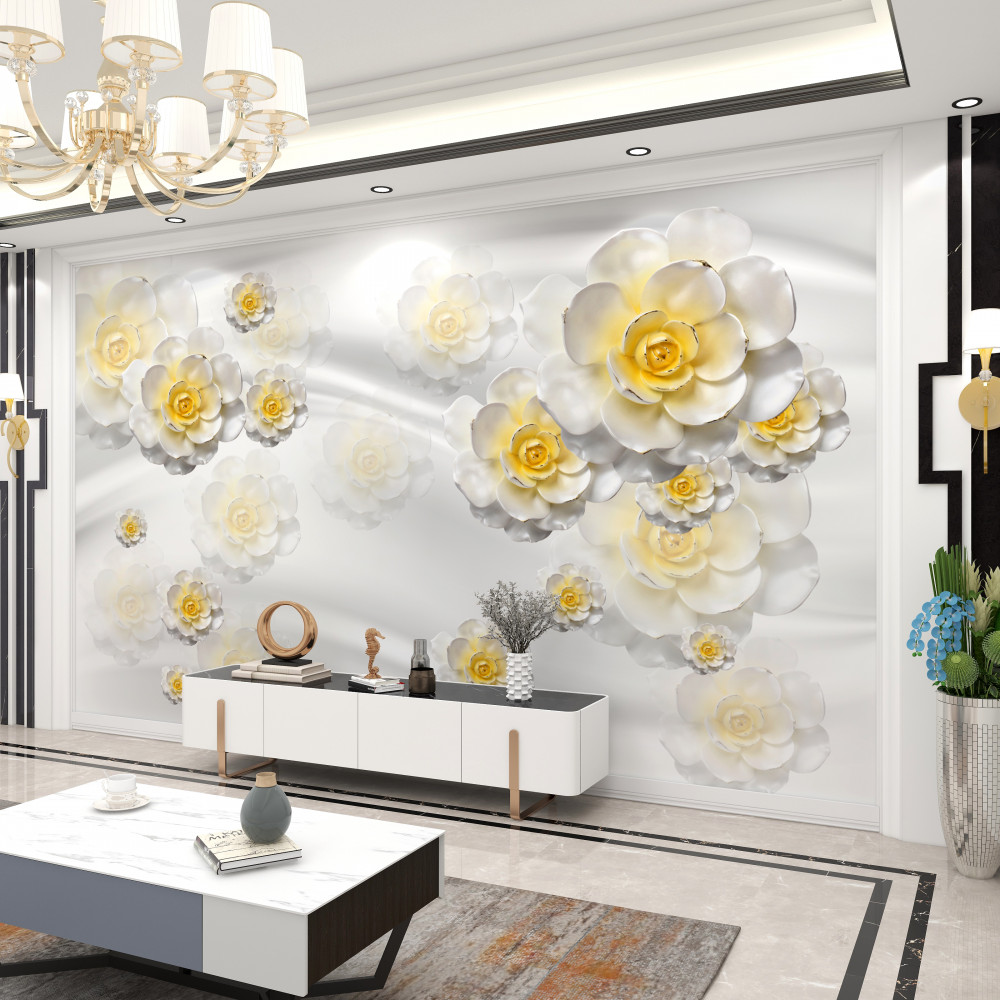 Fototapeta kwiaty białe z żółtym środkiem