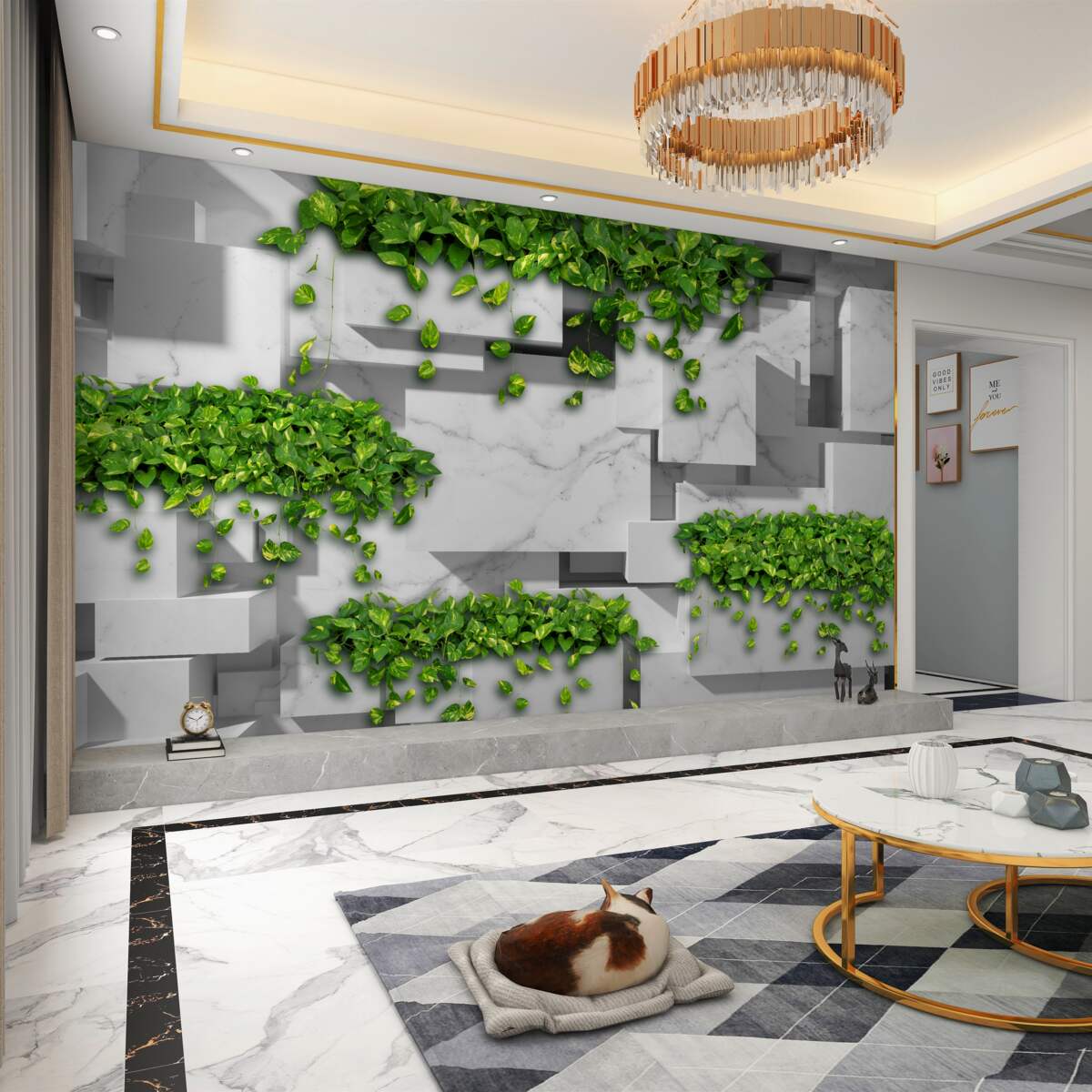 Fototapeta zielone klomby roślin na geometrii