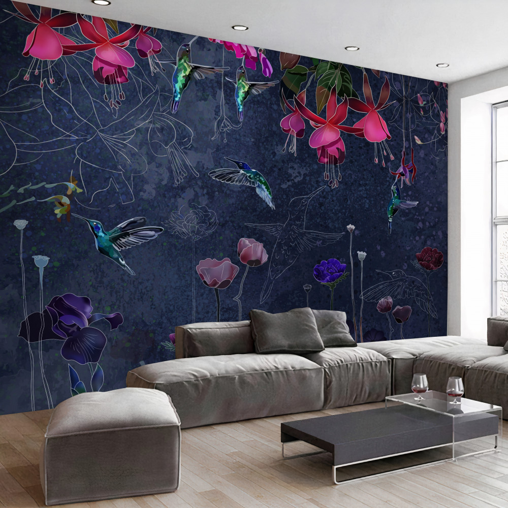 Fototapeta kolibry piją nektar z kwiatów