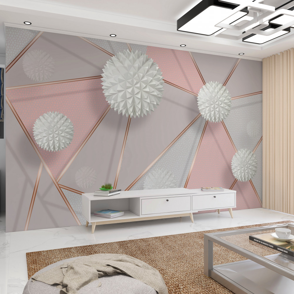 Fototapeta pływające białe kulki na miękkim tle