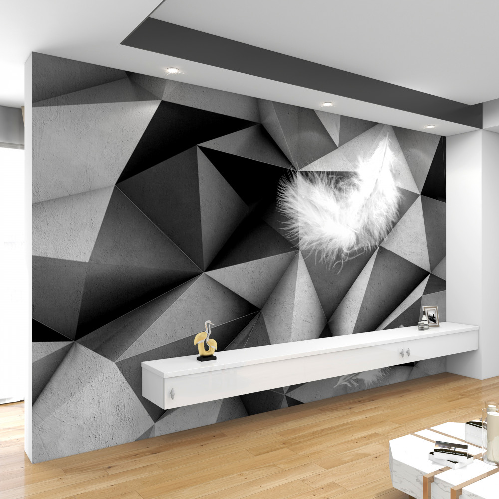 Fototapeta kubizm i białe pióra