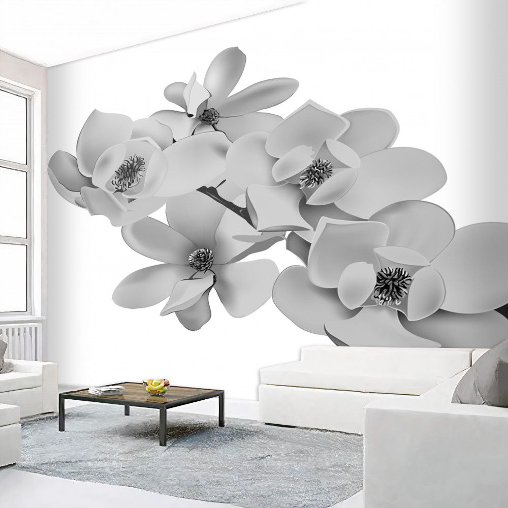 Fototapeta białe kwiaty na śnieżnobiałym tle