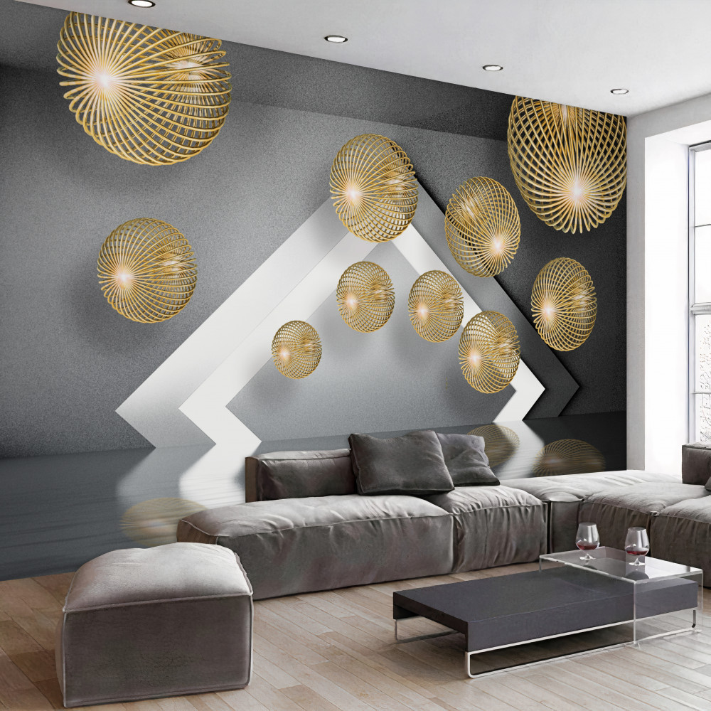 Fototapeta pływające kule z brązową teksturą