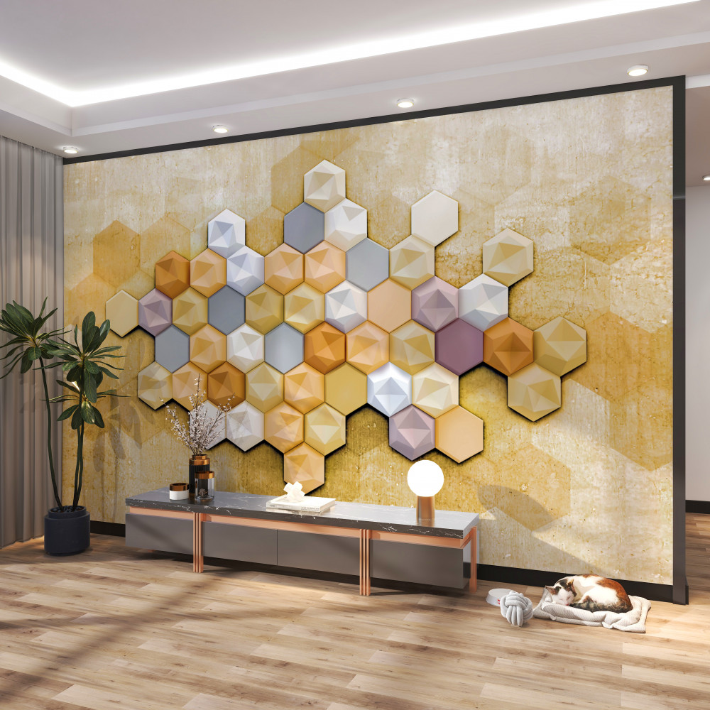 Fototapeta mozaikowy układ komórek w brązowych kolorach