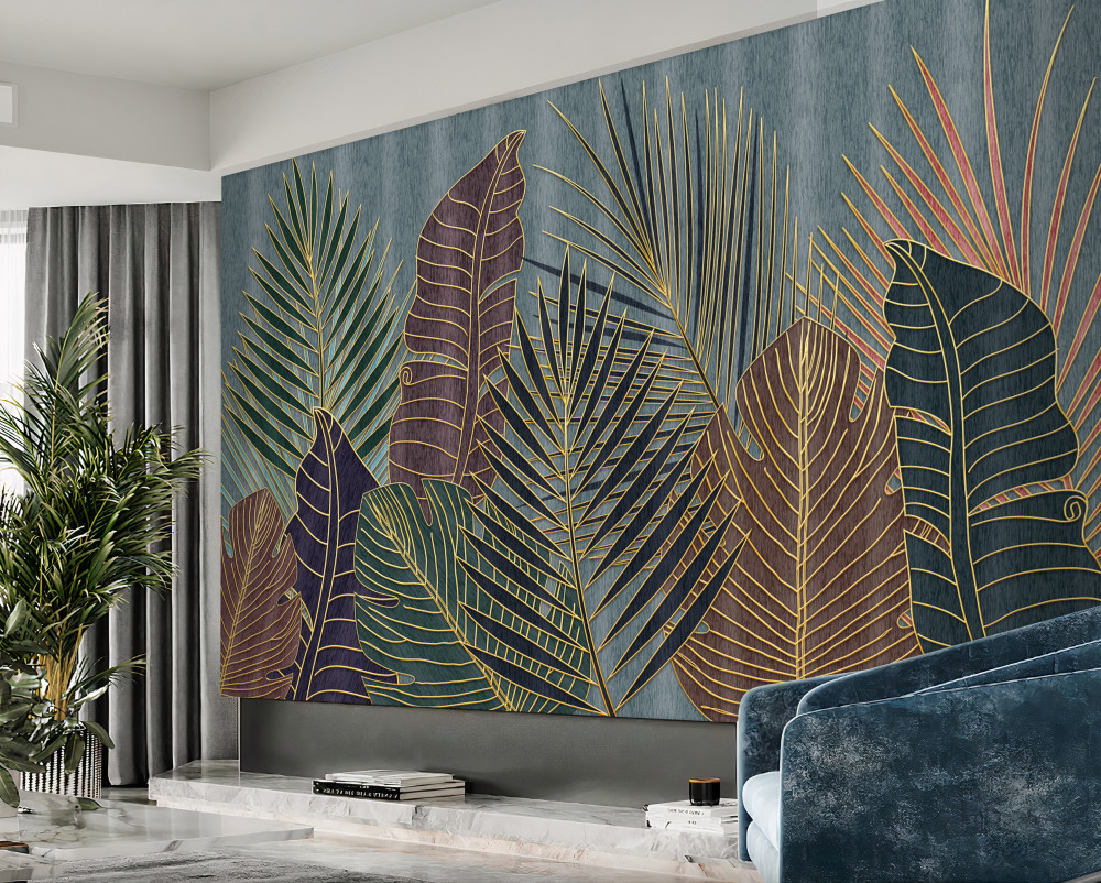 Fototapeta abstrakcyjny las deszczowy o zachodzie słońca