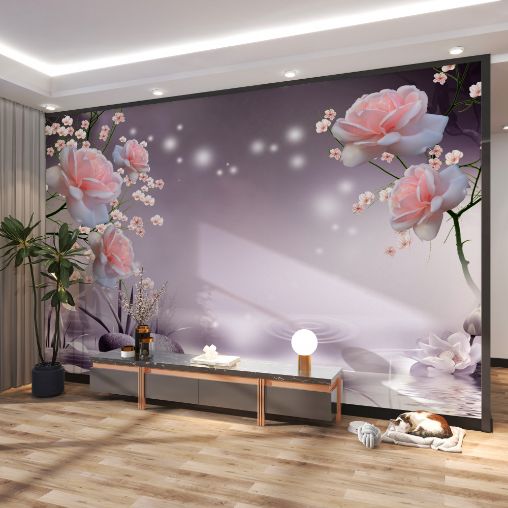 Fototapeta kwiaty kwitnące nad wodą