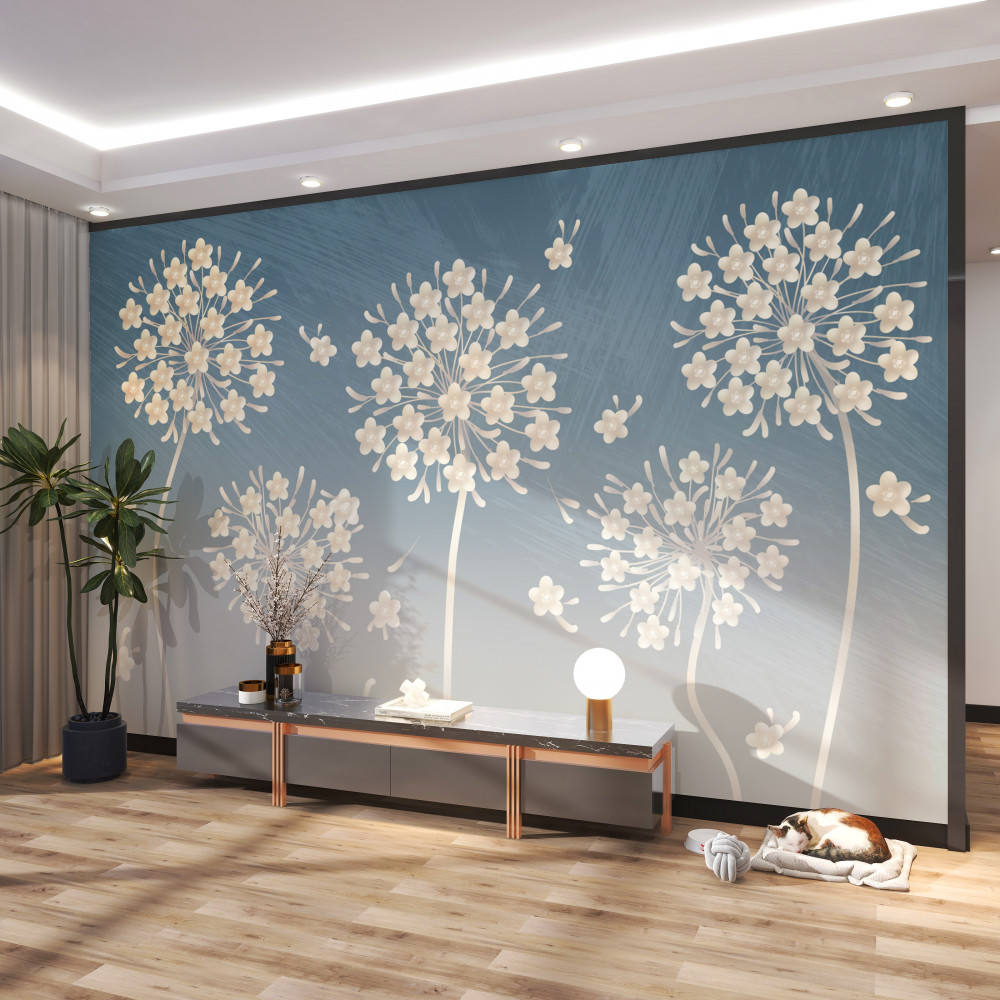 Fototapeta białe kwiaty na tle nieba