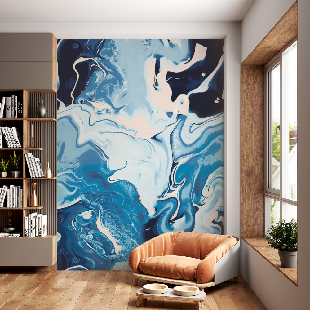 Fototapeta abstrakcja niebieskich fal na marmurze