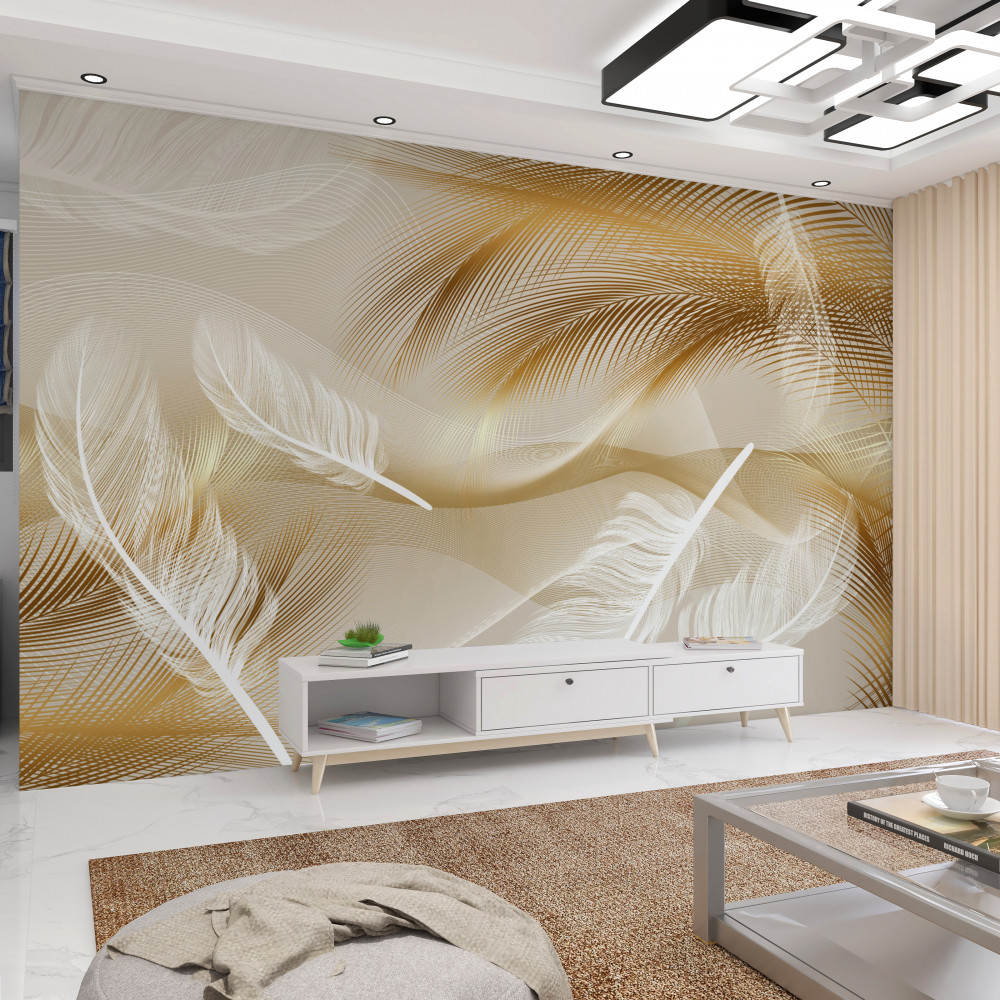 Fototapeta beżowa abstrakcja wykonana z piór