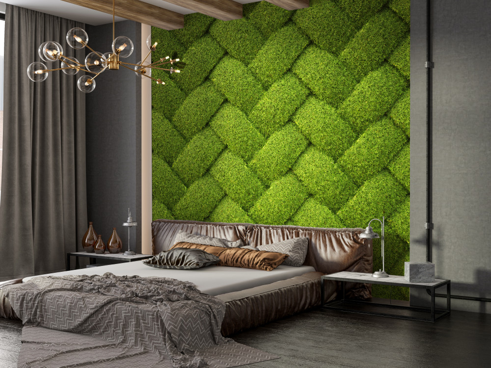 Fototapeta zielony przeplatany trawnik