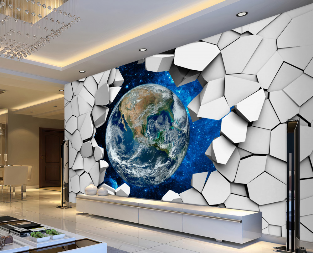 Fototapeta widok na ziemię przez połamaną ścianę