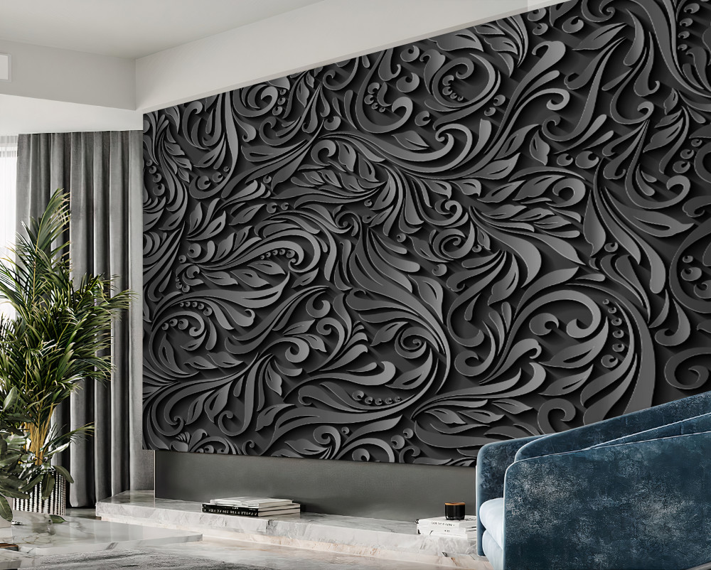 Fototapeta wzory czarnych liści