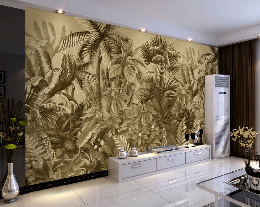 Fototapeta tropikalna dżungla w sepii