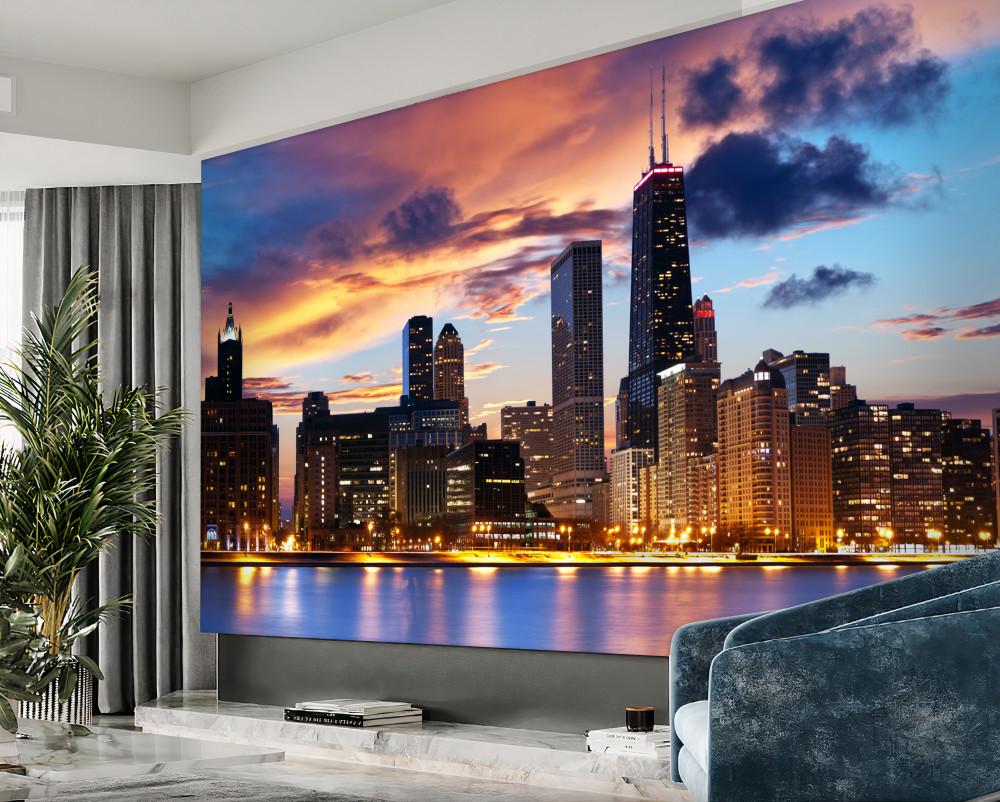 Fototapeta zachód słońca nad Chicago, Illinois