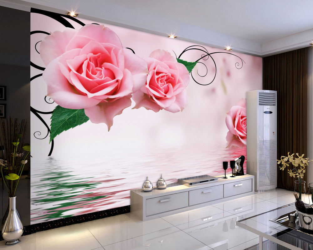 Fototapeta różowa róża w odbiciu w wodzie