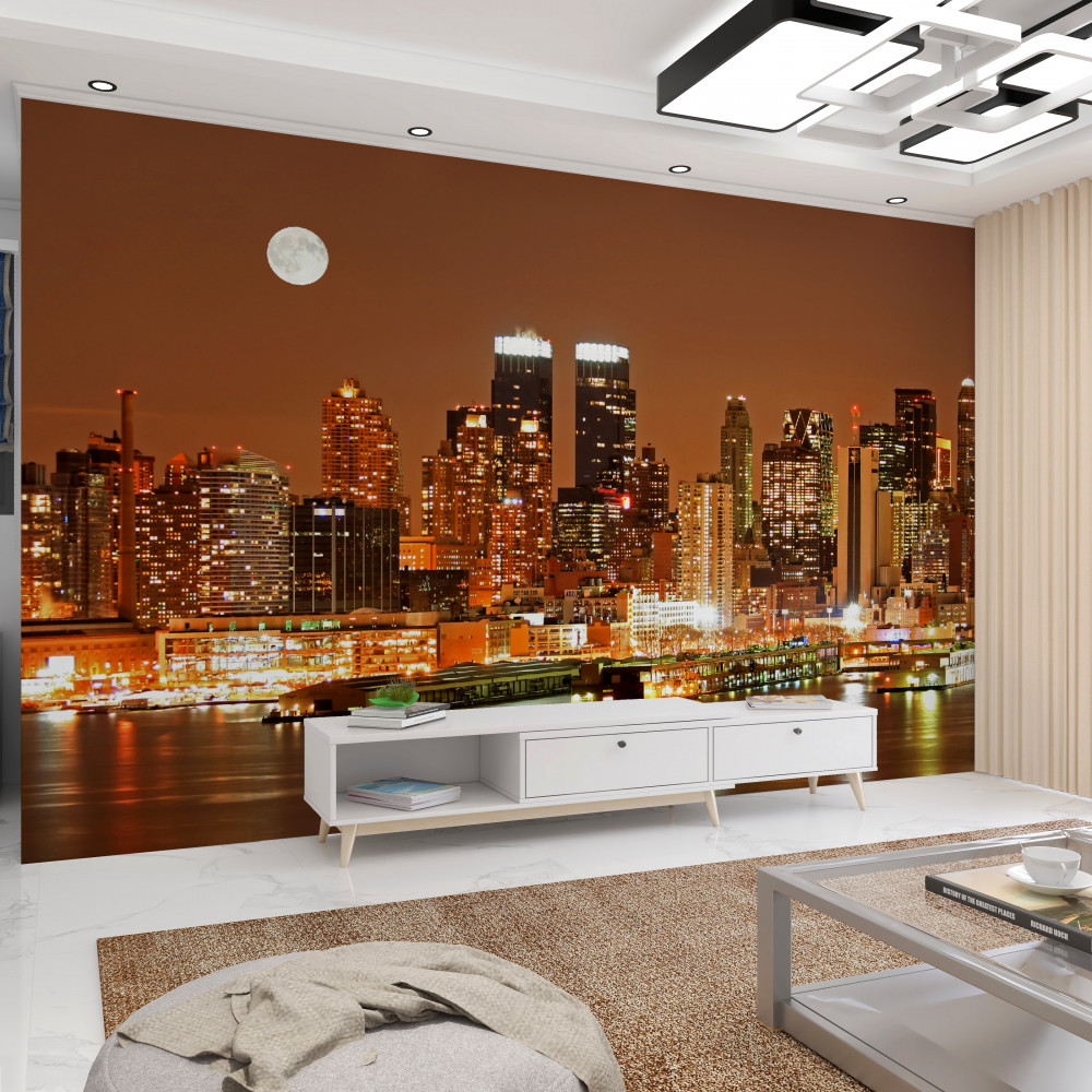 Fototapeta pełnia księżyca nad miastem