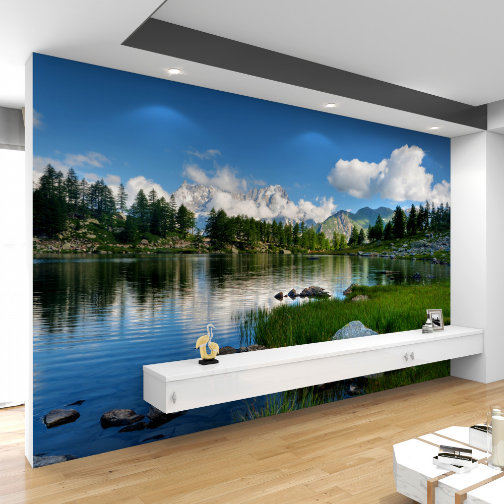 Fototapeta spokojna górska rzeka w letnich kolorach