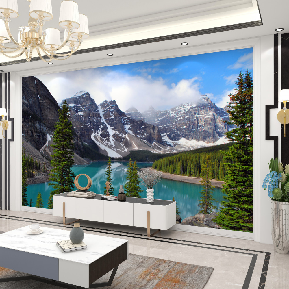 Fototapeta błękitne jezioro u podnóża gór