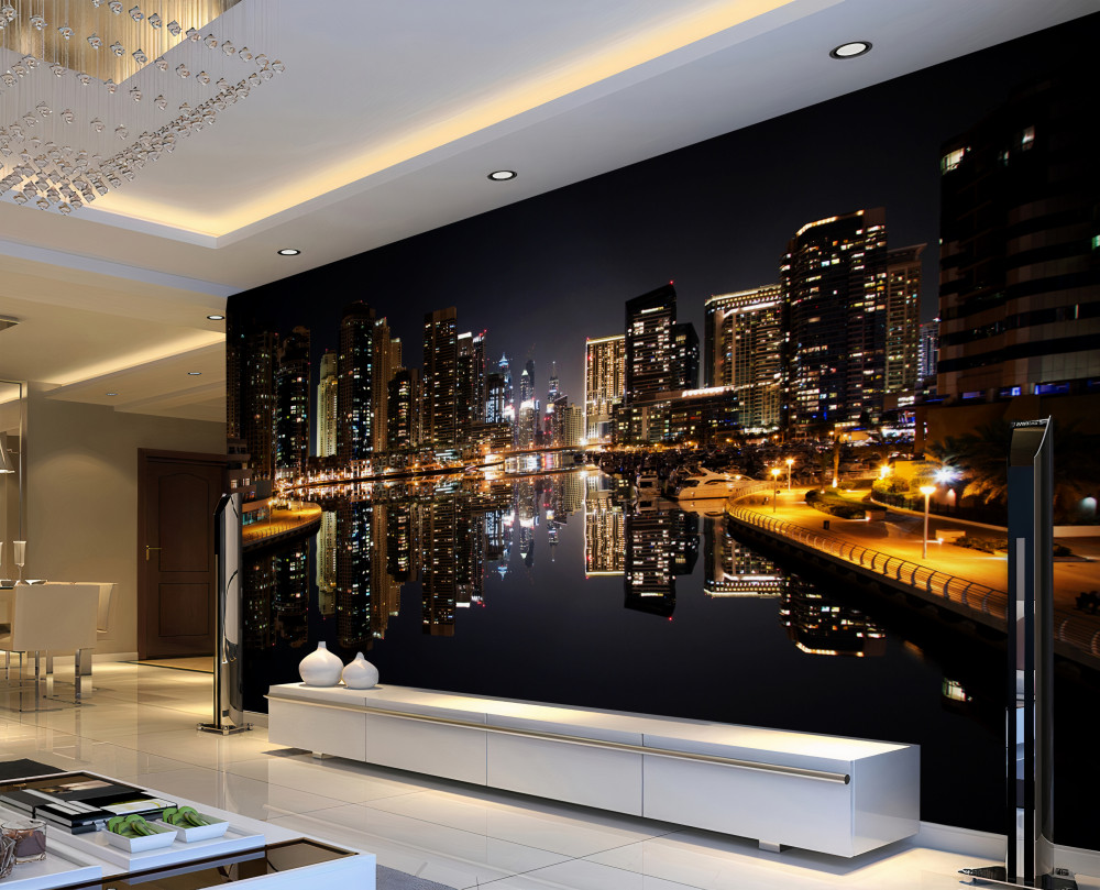 Fototapeta odbicie drapaczy chmur w wodzie