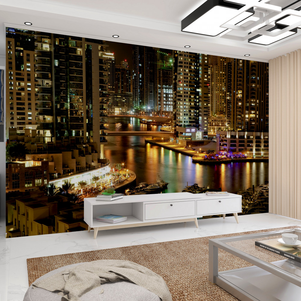 Fototapeta łodzie na molo w nocy