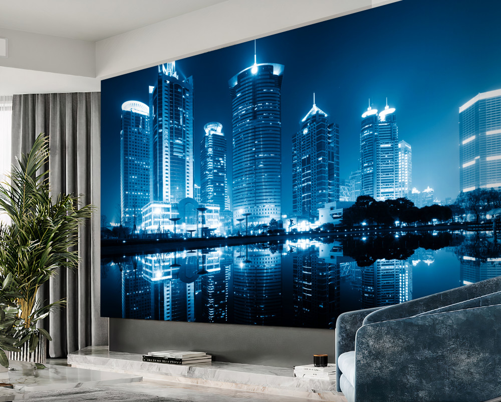 Fototapeta Szanghaj w nocnych światłach