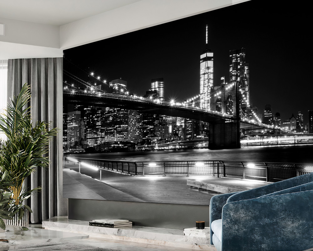 Fototapeta Manhattan i Most Brookliński w czerni i bieli