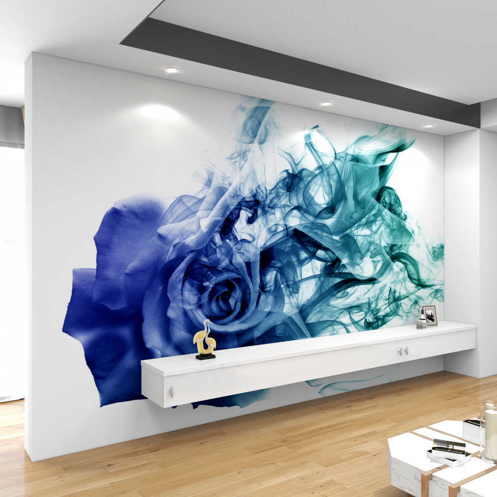 Fototapeta niebieska róża we mgle nieba