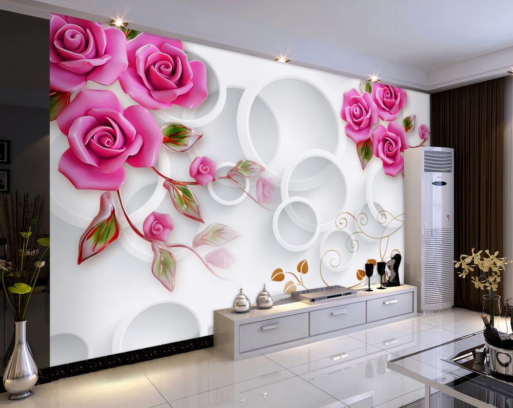 Fototapeta różowa róża i białe pierścienie