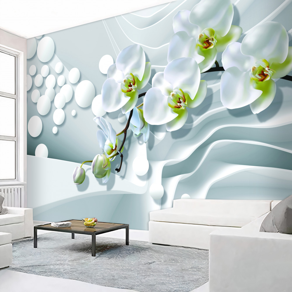 Fototapeta abstrakcyjna gałąź białej orchidei