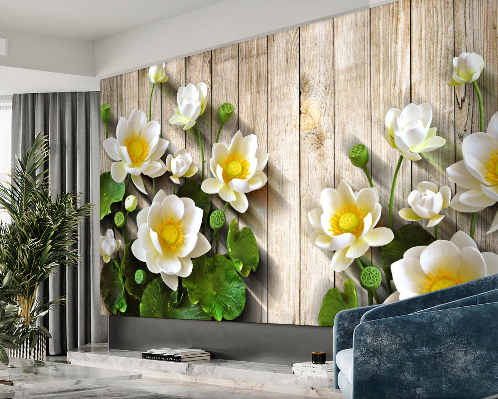 Fototapeta białe lilie z żółtym rdzeniem