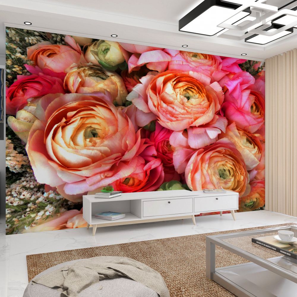 Fototapeta bogate wielokolorowe piwonie