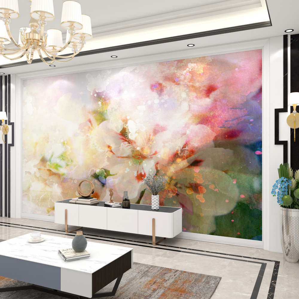 Fototapeta jasne akwarelowe kwiaty