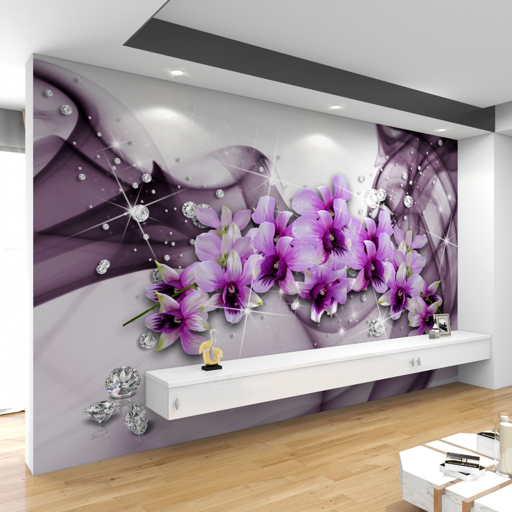Fototapeta fioletowe kwiaty i cyrkonie