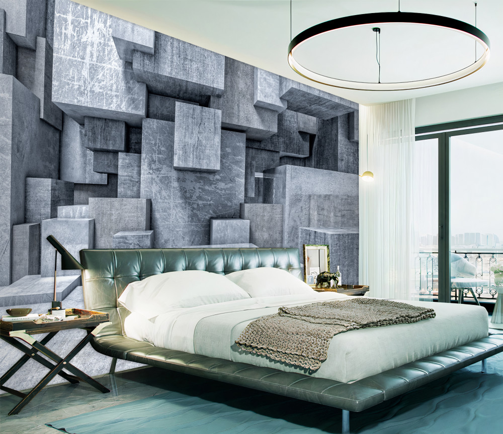 Fototapeta pokój z kwadratowymi postaciami