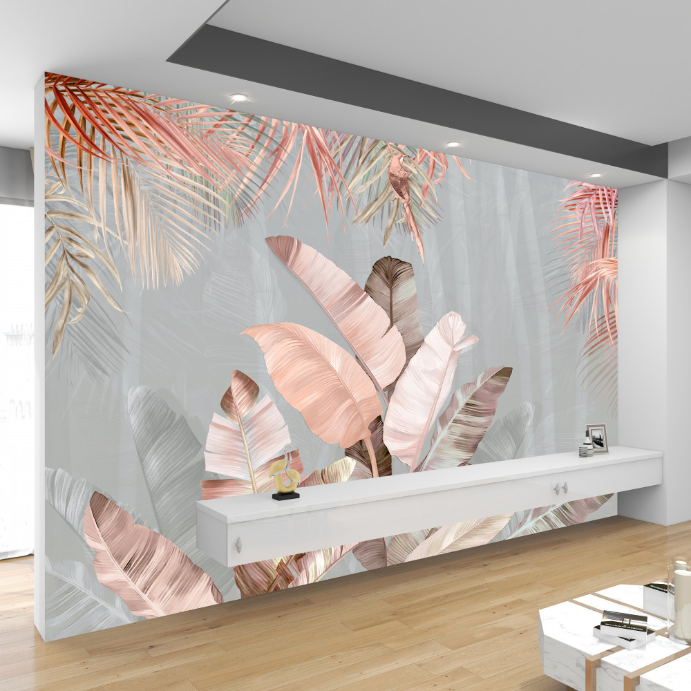 Fototapeta miękkie różowe liście tropikalne