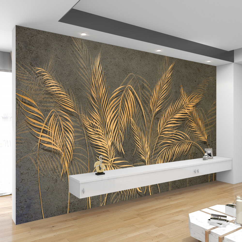 Fototapeta kłoski piór pszenicy w kolorze złotym