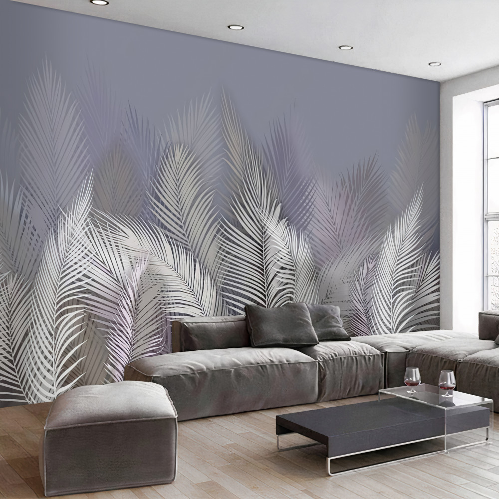 Fototapeta białe liście palmowe we mgle