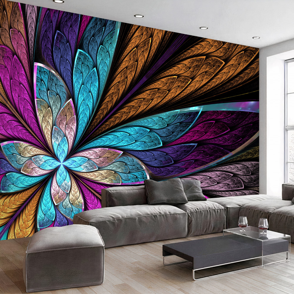 Fototapeta płatki kwiatów w abstrakcyjnej mozaice