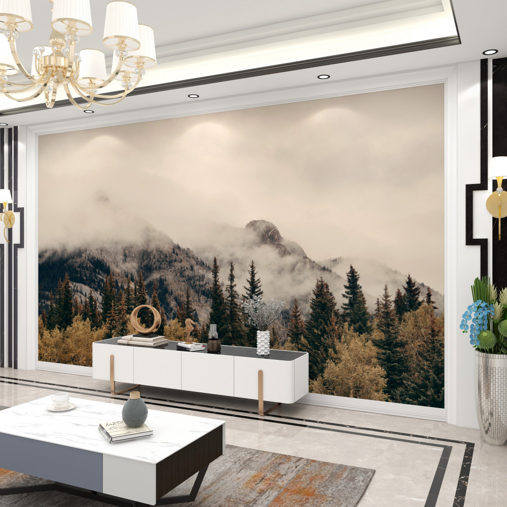 Fototapeta mgła opada z wysokich gór