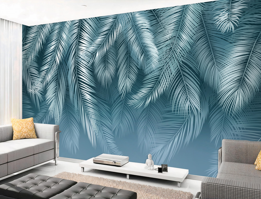 Fototapeta turkusowe liście z piór