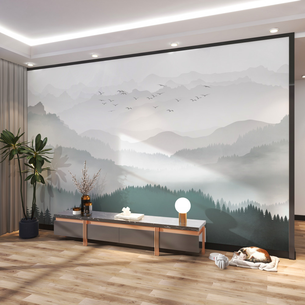 Fototapeta gęsta mgła spowija góry