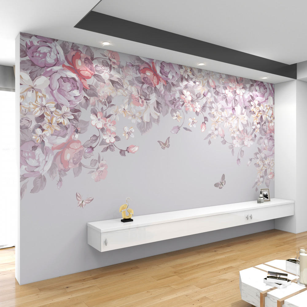 Fototapeta ogród kwitnący motylami