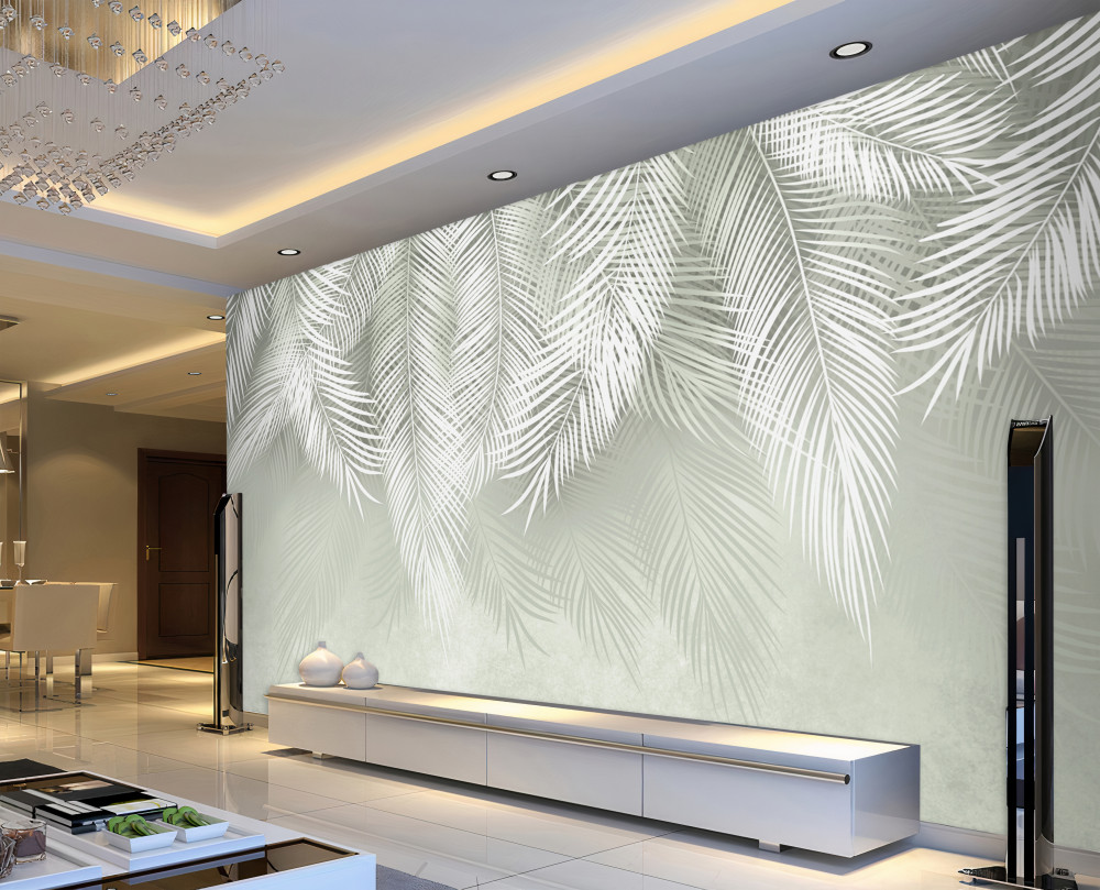 Fototapeta delikatne białe liście palmowe