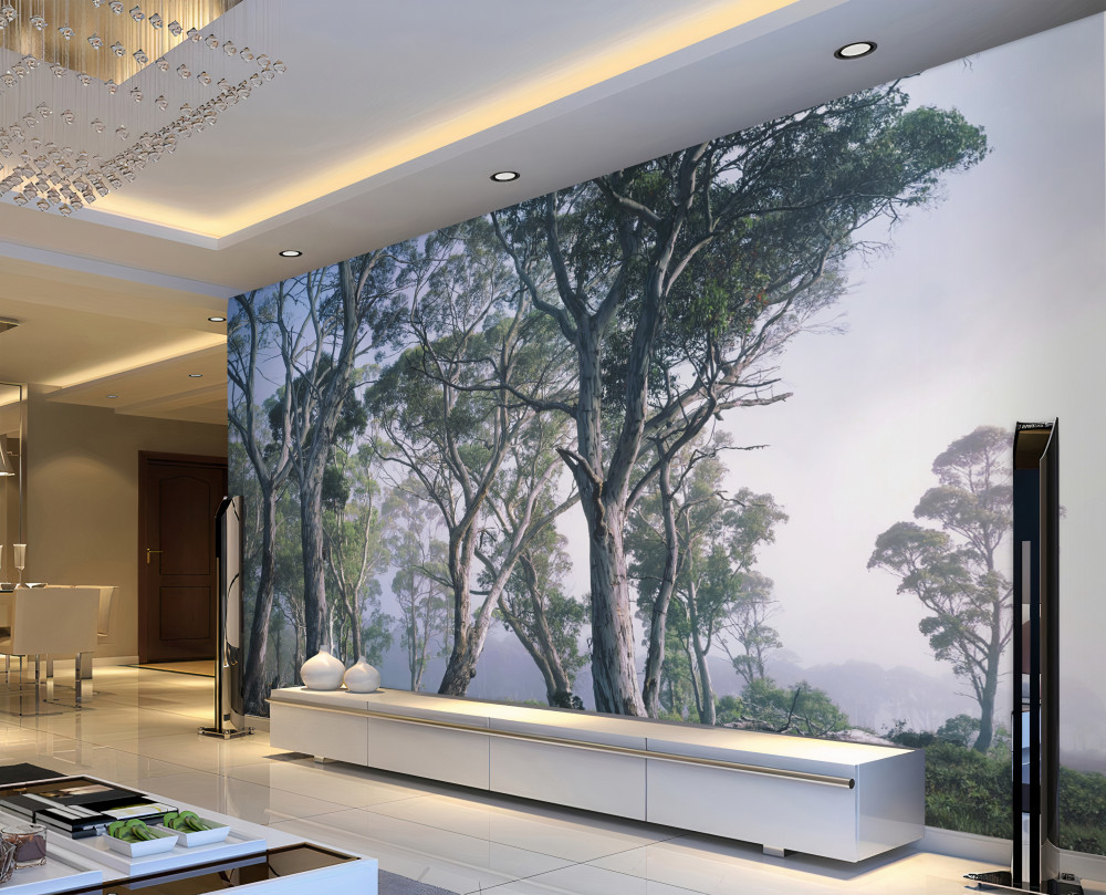 Fototapeta mglisty las wita poranek