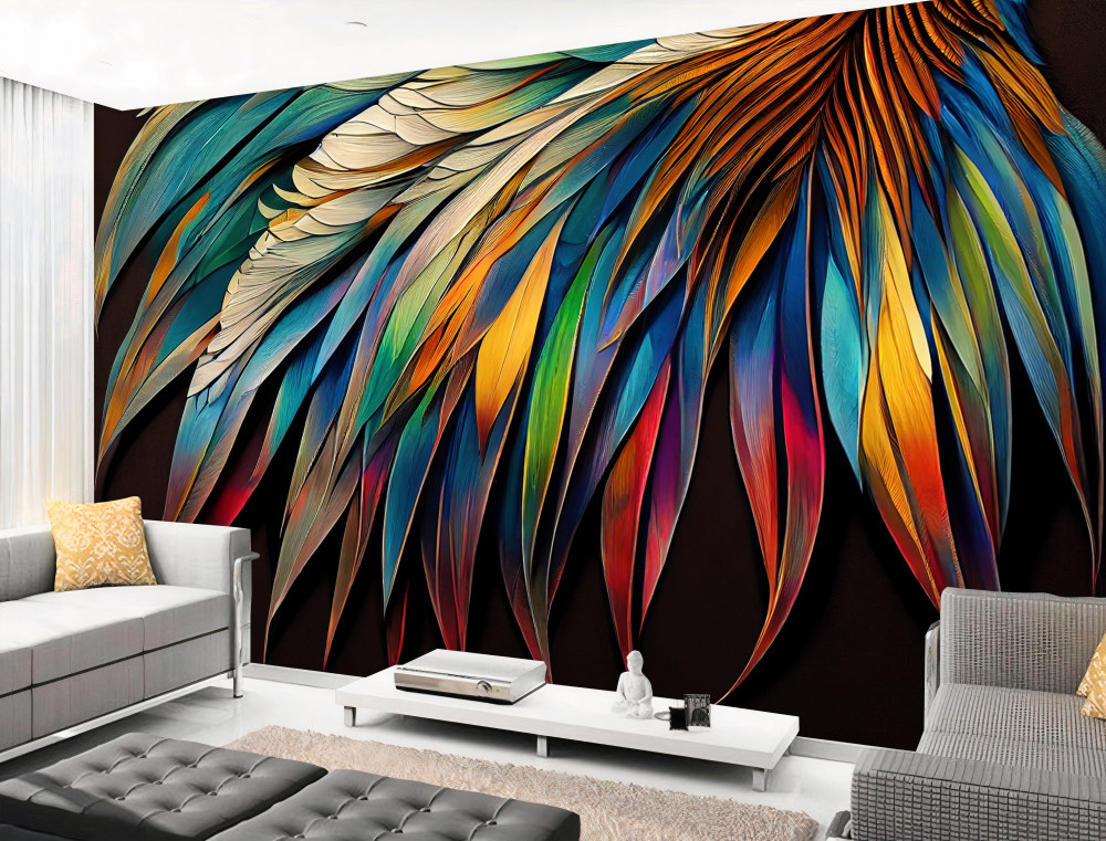 Fototapeta tęczowe liście palmowe w nocy