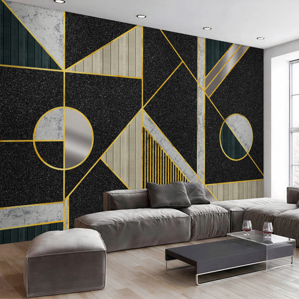 Fototapeta ciemna mozaika ze złotem
