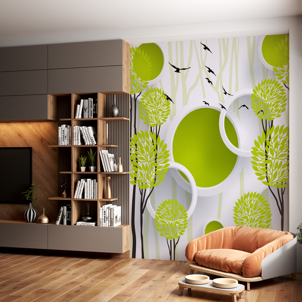 Fototapeta ptaki nad latającymi drzewami