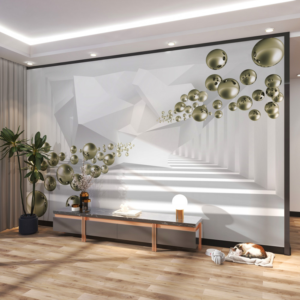 Fototapeta złote perły latające w abstrakcji tunelu