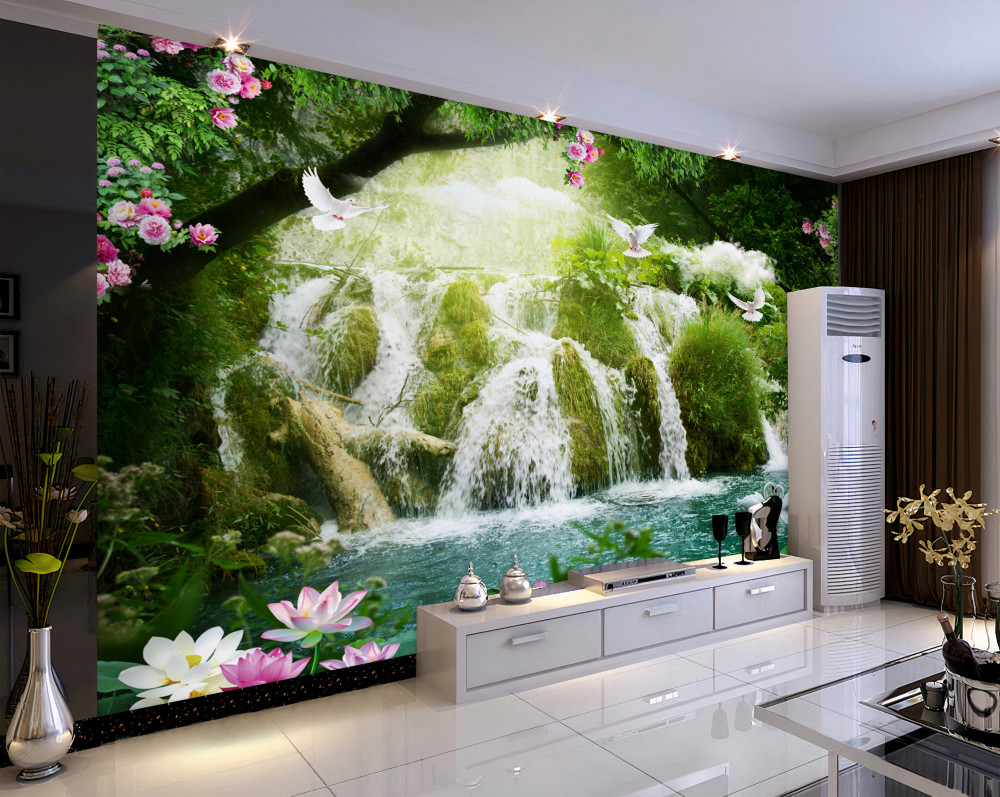 Fototapeta spadające wody leśnego wodospadu