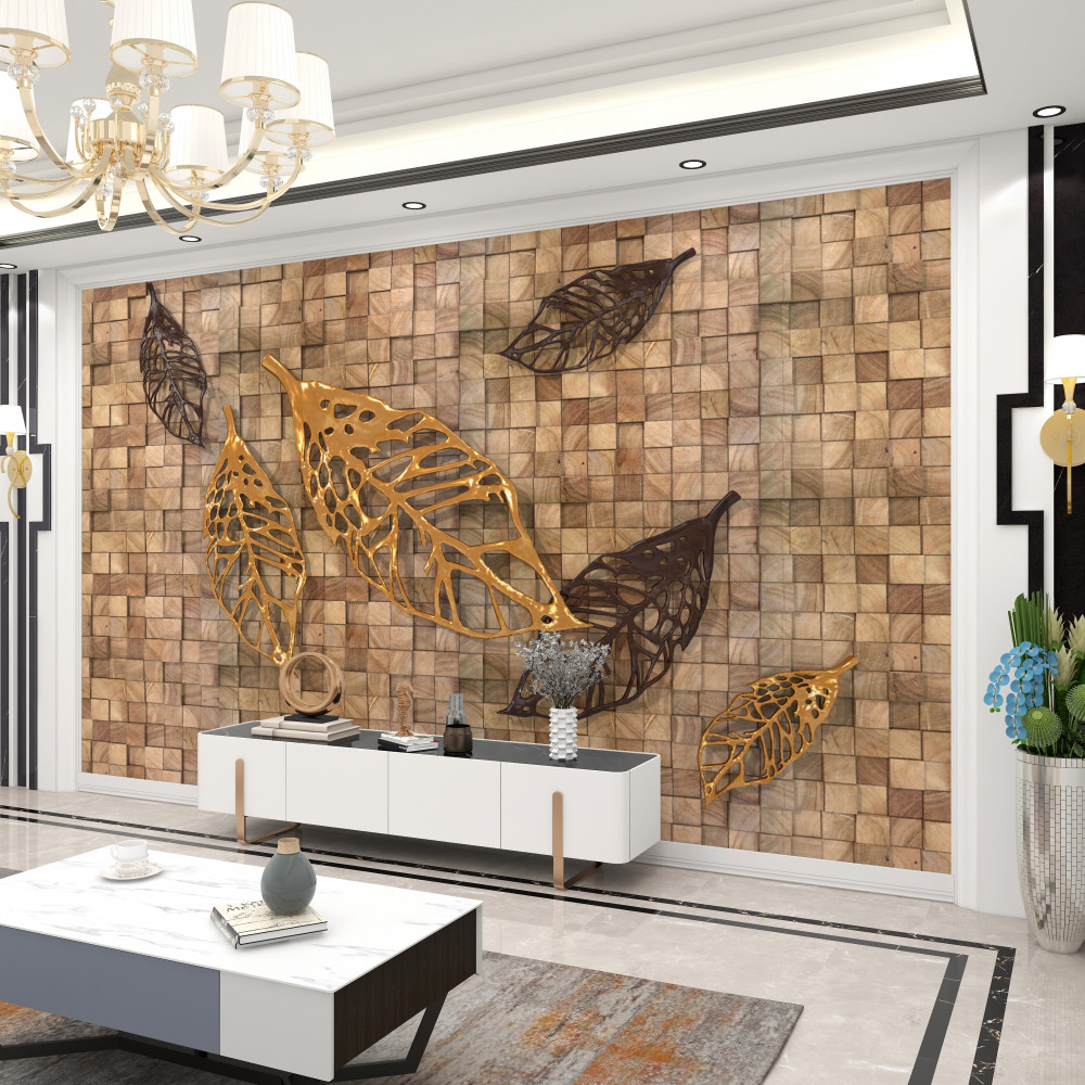 Fototapeta liście na tle mozaiki